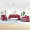 Sofa Sofos komplektas su pagalvėlėmis, 3 dalių, vyno, aksomas