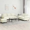 Sofa Sofos komplektas su pagalvėlėmis, 3 dalių, kreminis, aksomas