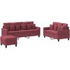 Sofa Sofos komplektas su pagalvėlėmis, 3 dalių, vyno, audinys