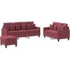Sofa Sofos komplektas su pagalvėlėmis, 3 dalių, vyno, audinys