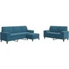 Sofa Sofos komplektas su pagalvėlėmis, 3 dalių, mėlynas, aksomas