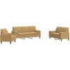 Sofa Sofos komplektas su pagalvėlėmis, 3 dalių, rudas, aksomas
