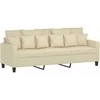 Sofa Sofos komplektas su pagalvėlėmis, 3 dalių, kreminis, audinys