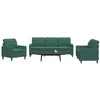 Sofa Sofos komplektas su pagalvėlėmis, 3 dalių, žalias, aksomas