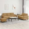 Sofa Sofos komplektas su pagalvėlėmis, 3 dalių, rudas, aksomas