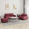 Sofa Sofos komplektas su pagalvėlėmis, 3 dalių, vyno, audinys