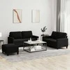 Sofa Sofos komplektas su pagalvėlėmis, 3 dalių, juodas, aksomas