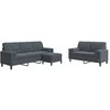 Sofa Sofos komplektas su pagalvėlėmis, 3 dalių, pilkas, aksomas