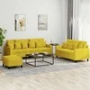 Sofa Sofos komplektas su pagalvėlėmis, 3 dalių, geltonas, aksomas