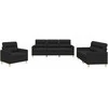 Sofa Sofos komplektas su pagalvėlėmis, 3 dalių, juodas, audinys