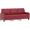 Sofa Sofos komplektas su pagalvėlėmis, 3 dalių, vyno, dirbtinė oda