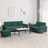 Sofa Sofos komplektas su pagalvėlėmis, 3 dalių, žalias, aksomas