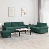 Sofa Sofos komplektas su pagalvėlėmis, 3 dalių, žalias, aksomas