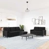 Sofa Sofos komplektas su pagalvėlėmis, 3 dalių, juodas, aksomas