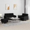 Sofa Sofos komplektas su pagalvėlėmis, 3 dalių, juodas, audinys