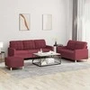 Sofa Sofos komplektas su pagalvėlėmis, 3 dalių, vyno, audinys