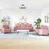 Sofa Sofos komplektas su pagalvėlėmis, 3 dalių, rožinis, aksomas