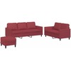 Sofa Sofos komplektas su pagalvėlėmis, 3 dalių, vyno, dirbtinė oda