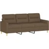 Sofa Sofos komplektas su pagalvėlėmis, 3 dalių, rudas, audinys