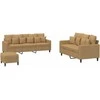 Sofa Sofos komplektas su pagalvėlėmis, 3 dalių, rudas, aksomas