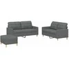 Sofa Sofos komplektas su pagalvėlėmis, 3 dalių, pilkas, audinys
