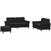 Sofa Sofos komplektas su pagalvėlėmis, 3 dalių, juodas, aksomas
