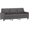 Sofa Sofos komplektas su pagalvėlėmis, 3 dalių, pilkas, dirbtinė oda