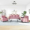 Sofa Sofos komplektas su pagalvėlėmis, 3 dalių, rožinis, aksomas
