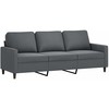 Sofa Sofos komplektas su pagalvėlėmis, 3 dalių, pilkas, aksomas