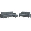 Sofa Sofos komplektas su pagalvėlėmis, 3 dalių, pilkas, aksomas