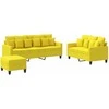 Sofa Sofos komplektas su pagalvėlėmis, 3 dalių, geltonas, audinys