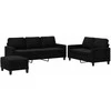 Sofa Sofos komplektas su pagalvėlėmis, 3 dalių, juodas, aksomas