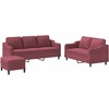 Sofa Sofos komplektas su pagalvėlėmis, 3 dalių, vyno, audinys