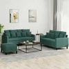Sofa Sofos komplektas su pagalvėlėmis, 3 dalių, žalias, aksomas