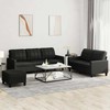 Sofa Sofos komplektas su pagalvėlėmis, 3 dalių, juodas, dirbtinė oda
