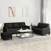 Sofa Sofos komplektas su pagalvėlėmis, 3 dalių, juodas, dirbtinė oda
