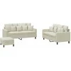 Sofa Sofos komplektas su pagalvėlėmis, 3 dalių, kreminis, aksomas