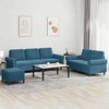 Sofa Sofos komplektas su pagalvėlėmis, 3 dalių, mėlynas, aksomas