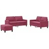 Sofa Sofos komplektas su pagalvėlėmis, 3 dalių, vyno, aksomas