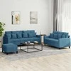 Sofa Sofos komplektas su pagalvėlėmis, 3 dalių, mėlynas, aksomas