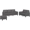 Sofa Sofos komplektas su pagalvėlėmis, 3 dalių, pilkas, dirbtinė oda