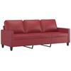 Sofa Sofos komplektas su pagalvėlėmis, 3 dalių, vyno, dirbtinė oda