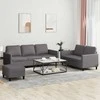 Sofa Sofos komplektas su pagalvėlėmis, 3 dalių, pilkas, dirbtinė oda