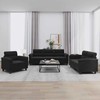 Sofa Sofos komplektas su pagalvėlėmis, 3 dalių, juodas, audinys