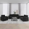 Sofa Sofos komplektas su pagalvėlėmis, 3 dalių, juodas, audinys