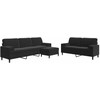 Sofa Sofos komplektas su pagalvėlėmis, 3 dalių, juodas, aksomas