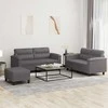 Sofa Sofos komplektas su pagalvėlėmis, 3 dalių, pilkas, dirbtinė oda
