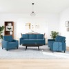 Sofa Sofos komplektas su pagalvėlėmis, 3 dalių, mėlynas, aksomas