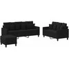 Sofa Sofos komplektas su pagalvėlėmis, 3 dalių, juodas, audinys