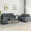 Sofa Sofos komplektas su pagalvėlėmis, 3 dalių, pilkas, aksomas